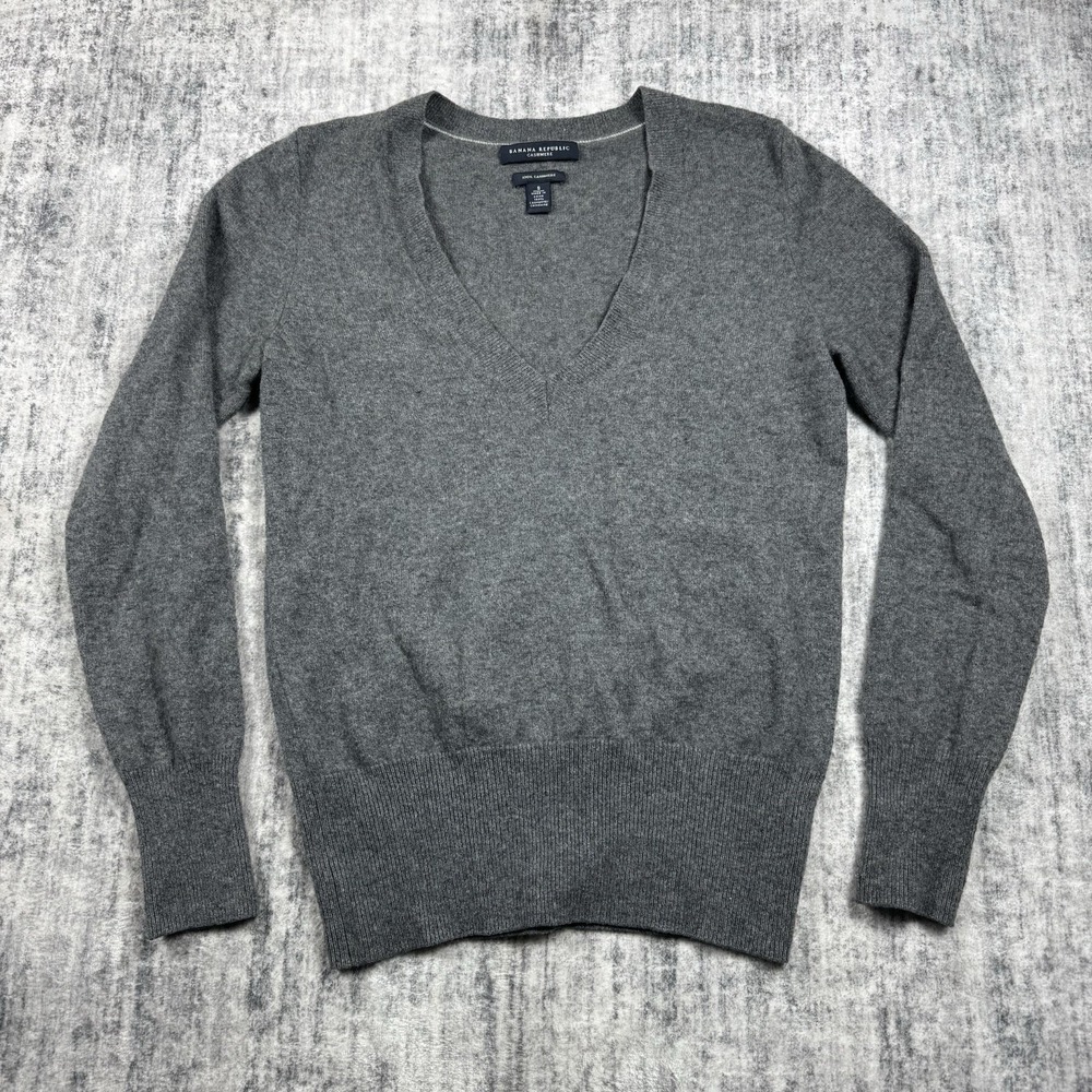Banana Republic Men's Heather Gary V-Neck Sweater 100% Cashmere Size Small